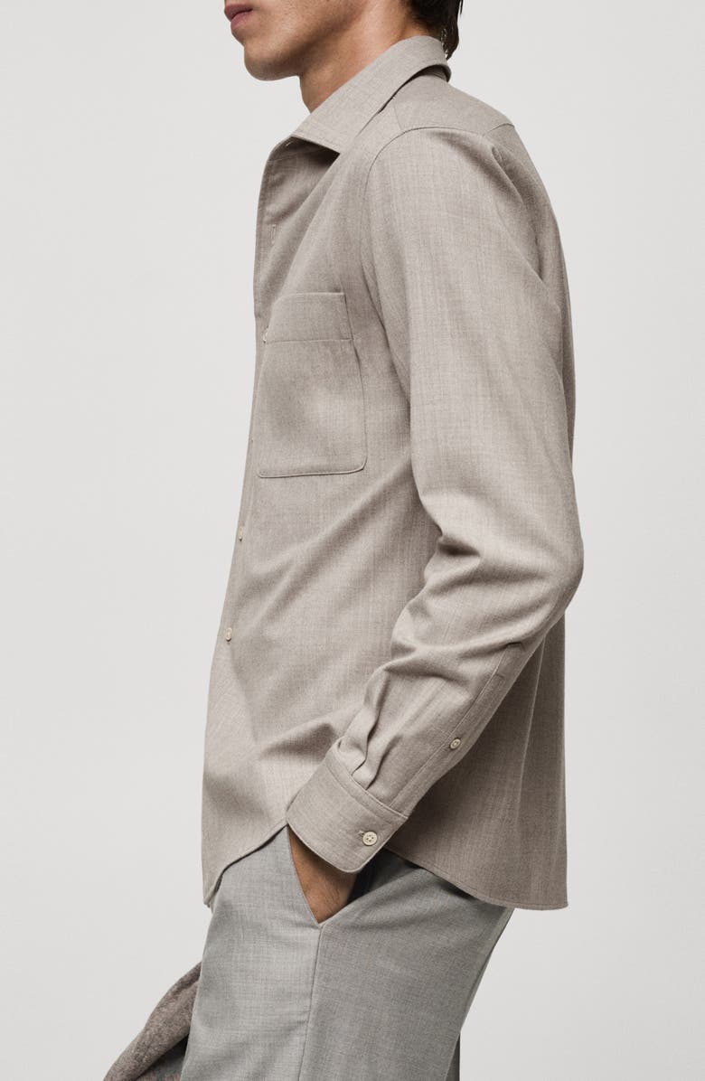 MANGO Regular Fit Wool Button-Up Shirt, Alternate, color, 