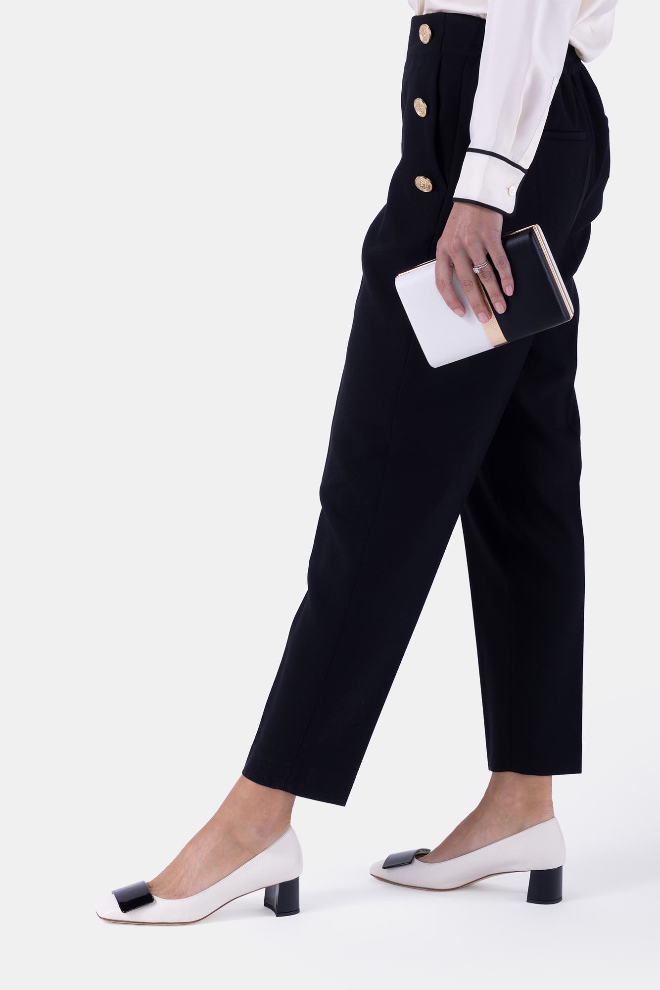 BELLS & BECKS Sofia Pump with Tab, Alternate, color, White With Black