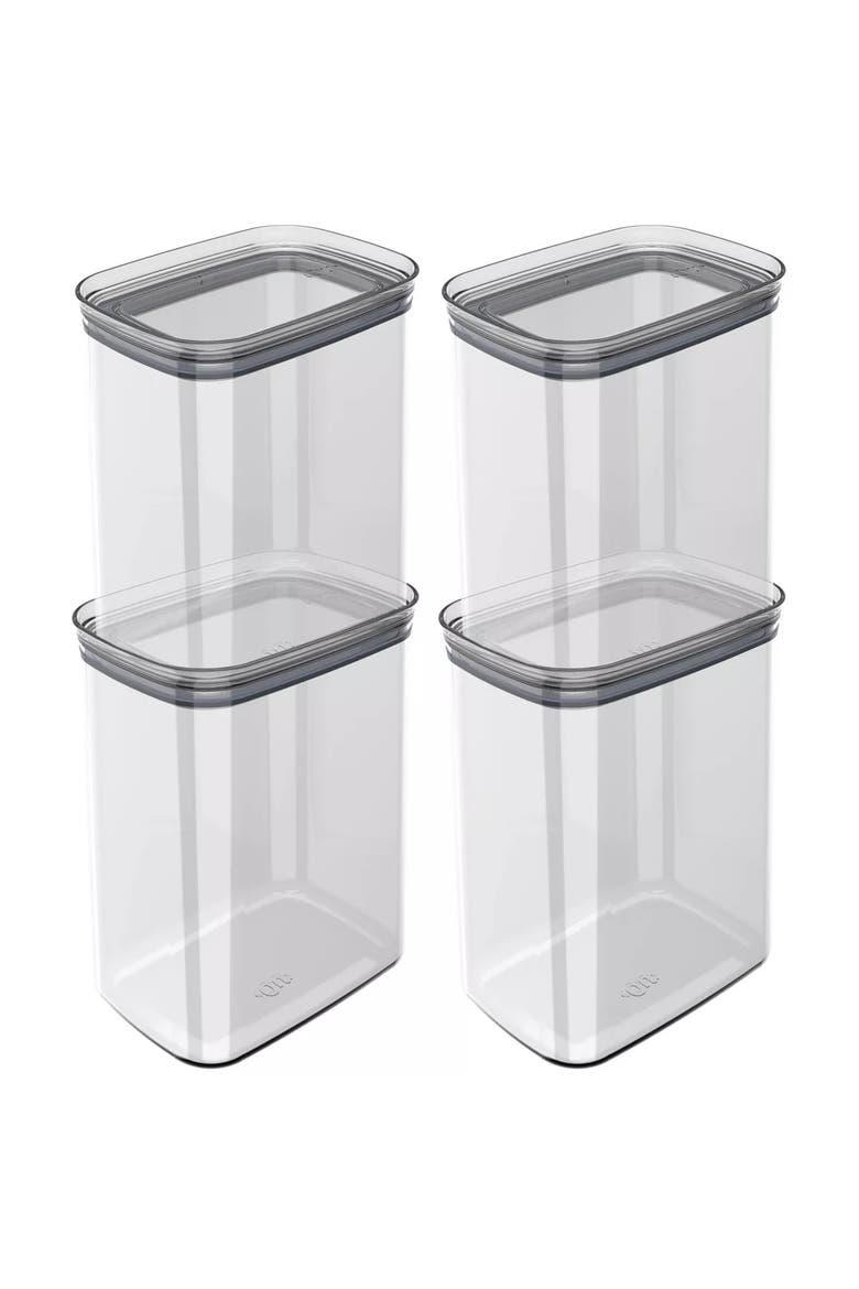 Airtight Clear Stackable Food Storage Container Set with Leak Proof Lid, Main, color, Clear