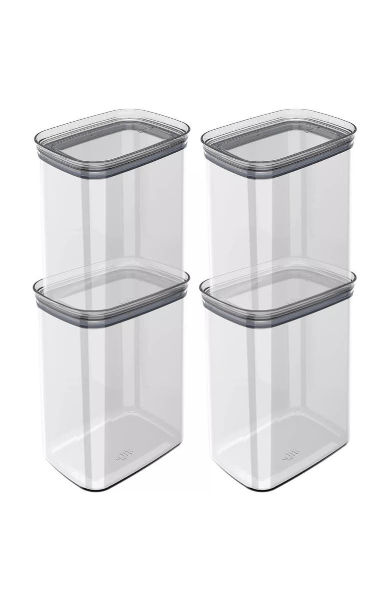 OU Airtight Clear Stackable Food Storage Container Set with Leak Proof Lid, Main, color, 