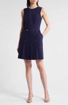 Tahari ASL Button Detail Sleeveless Crepe Dress