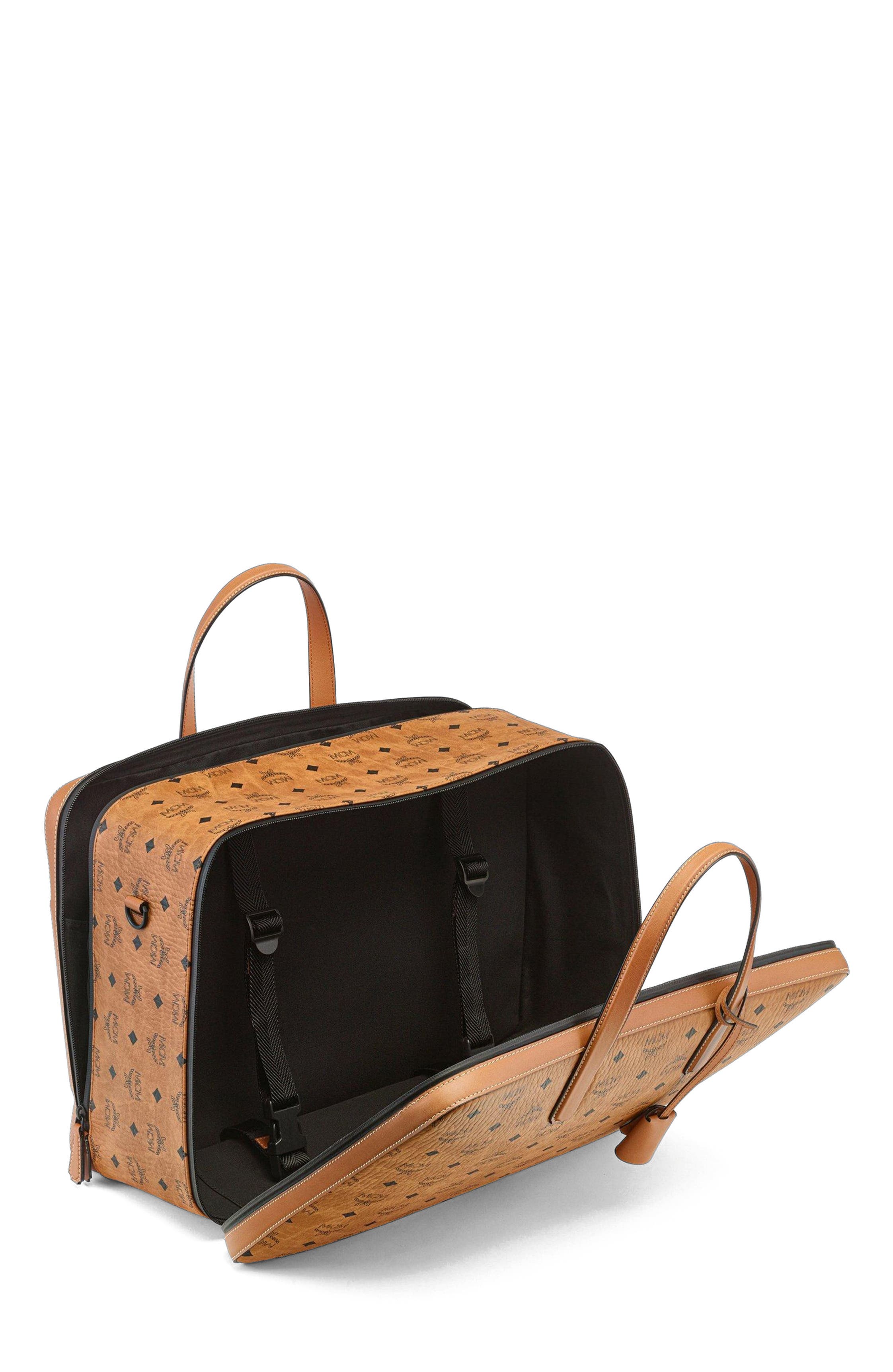 MCM Ottomar Garment Bag in Visetos, Alternate, color, Cognac