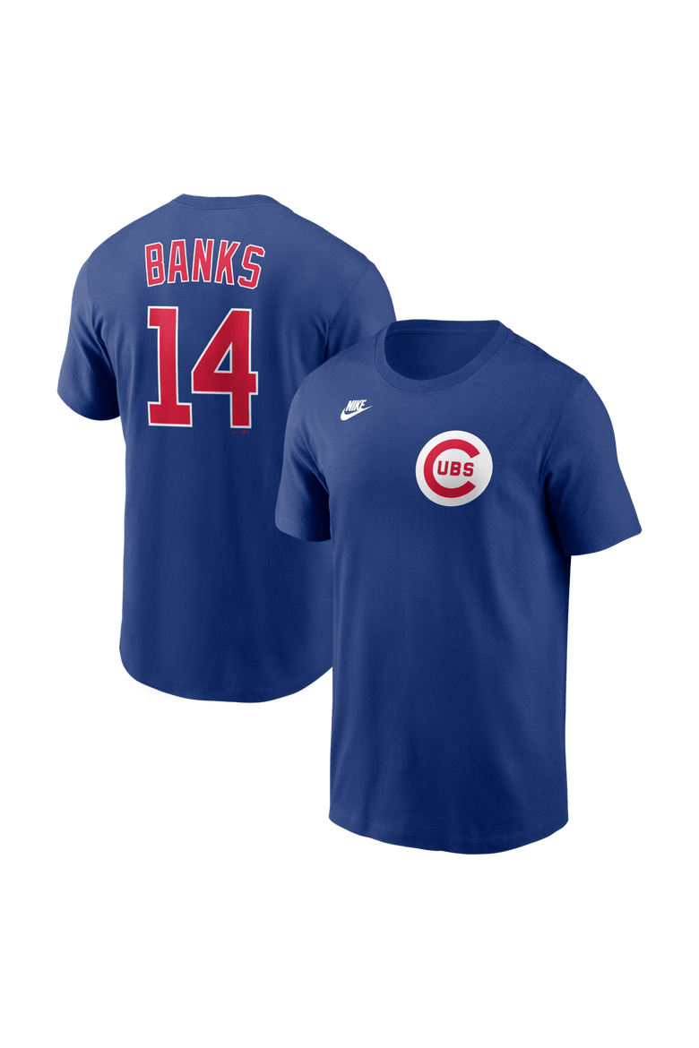 Men's Nike Ernie Banks Rush Blue Chicago Cubs Cooperstown Collection Name & Number T-Shirt, Main, color, Rush Blue