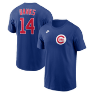 Nike Men's Nike Ernie Banks Rush Blue Chicago Cubs Cooperstown Collection Name & Number T-Shirt