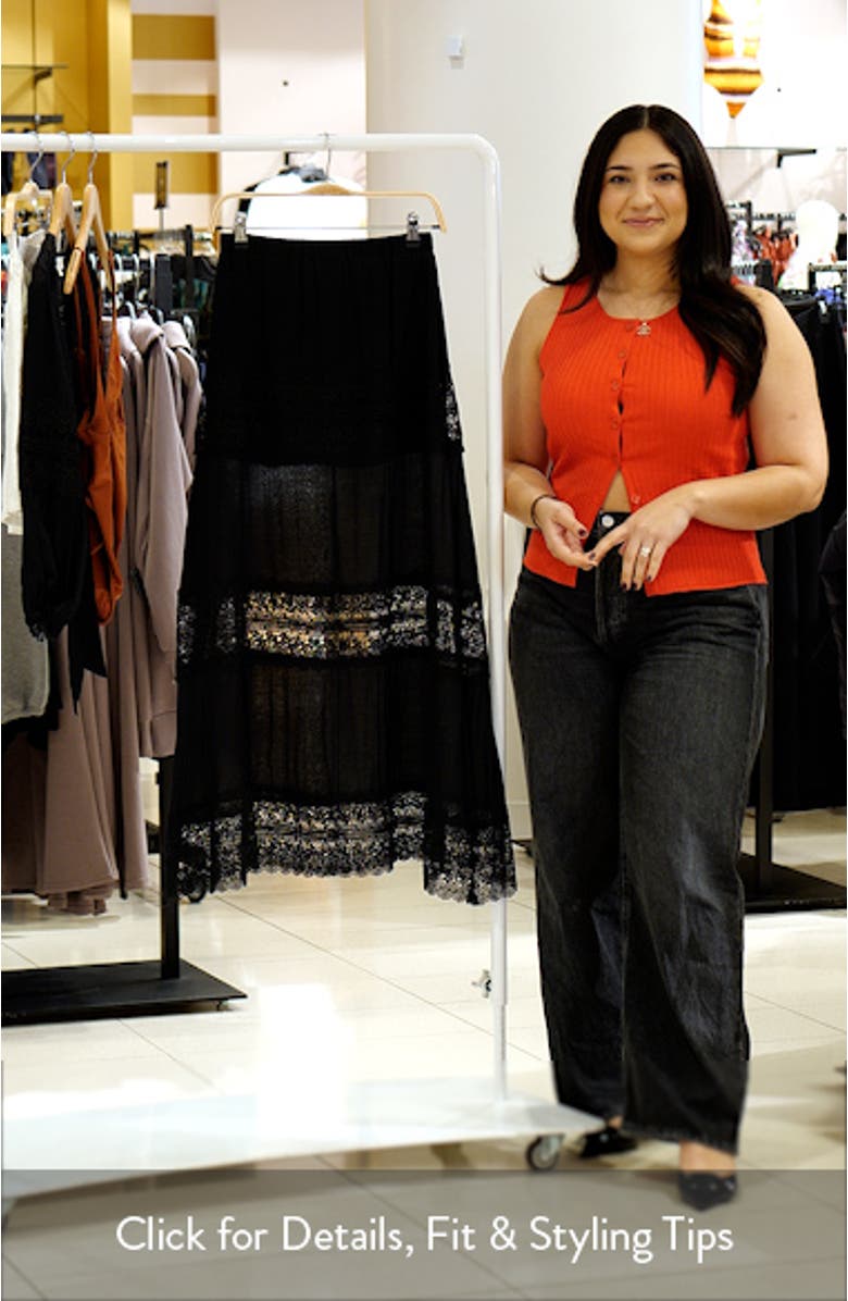 Lace Trim Cotton Tiered Cover-Up Skirt, sales video thumbnail