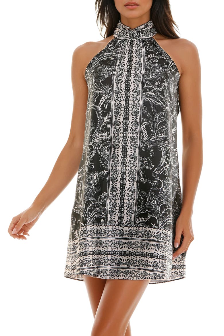 Paisley Shift Minidress, Main, color, BLACK/ WHITE