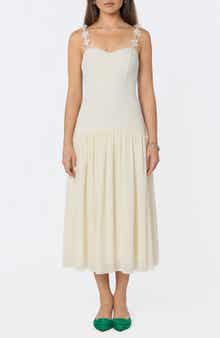 Amia Floral Mixed Media Party Dress