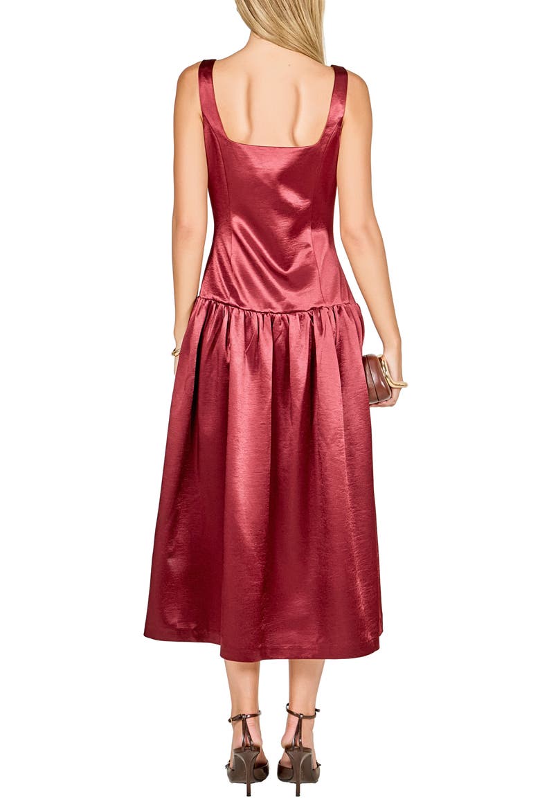 Sleeveless Drop Waist Satin Maxi Dress, Alternate, color, MERLOT