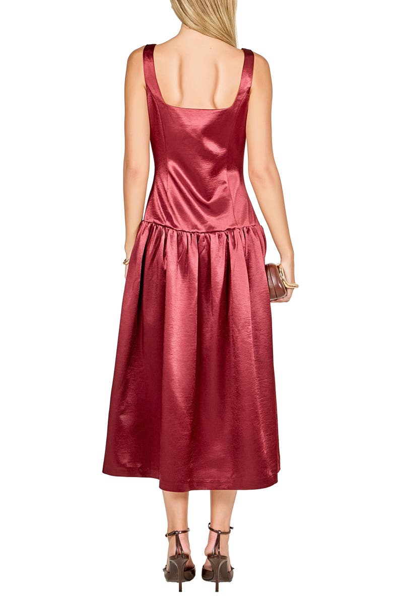 Endless Rose Sleeveless Drop Waist Satin Maxi Dress, Alternate, color, Merlot