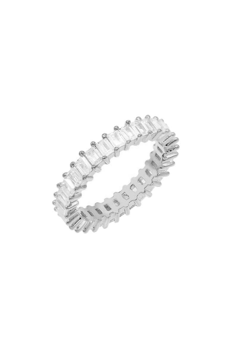 Adina's Jewels Baguette Eternity Ring, Main, color, SILVER