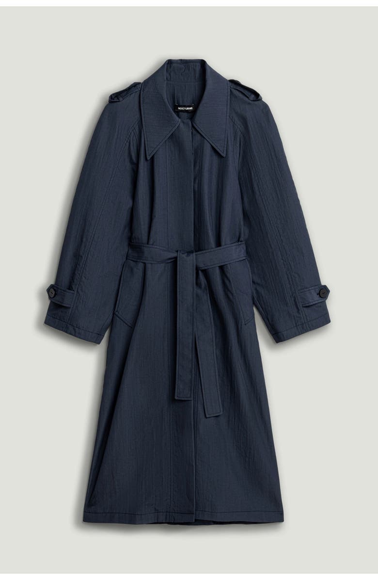 Nocturne Single-Breasted Cotton Trench Coat, Alternate, color, Navy Blue