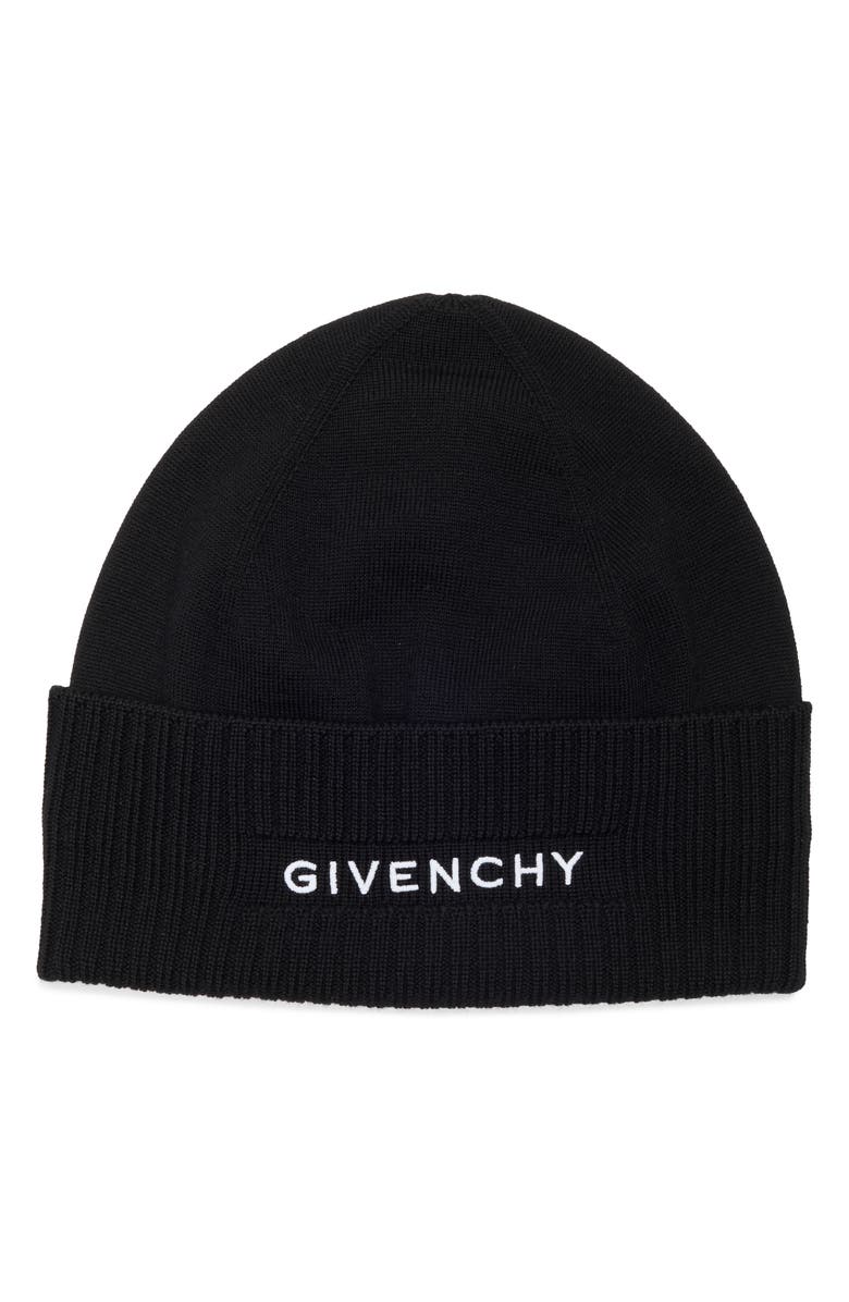 Givenchy Logo Embroidered Wool Beanie, Main, color, 