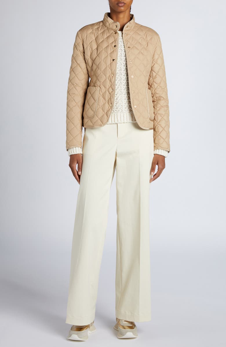 Moncler Epin Down Crop Jacket, Alternate, color, Beige