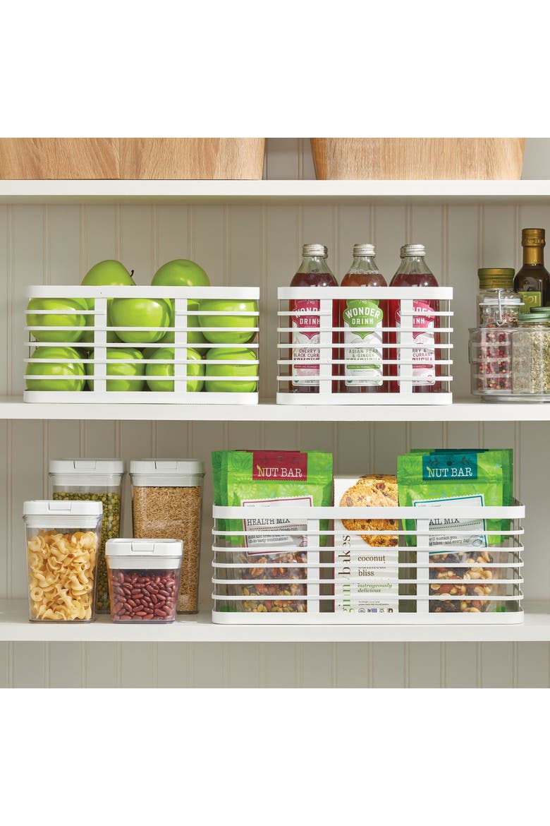 Metal Pantry Basket with Handles - Set of 2 - Matte White, Alternate, color, Matte White