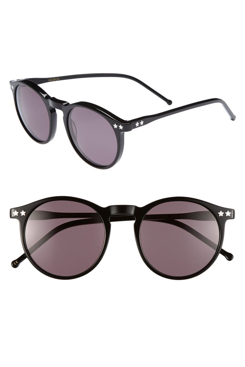 'Steff' 50mm Sunglasses, Main, color, BLACK