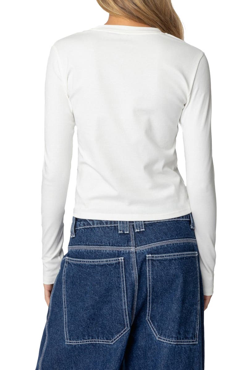 EDIKTED Car Club Long Sleeve Graphic T-Shirt, Alternate, color, White