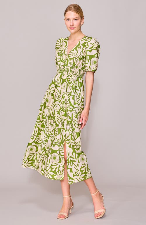 Melloday V-neck Smocked Waist Midi Dress