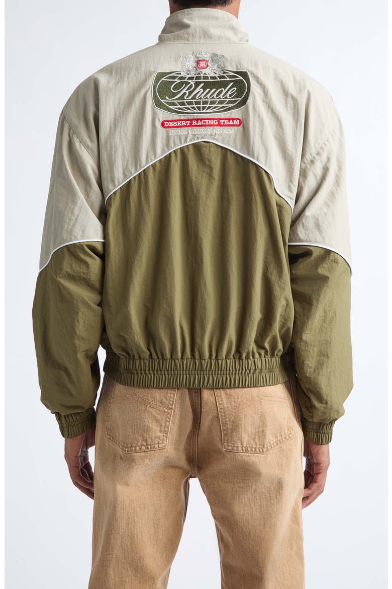 Desert Racing Embroidered Nylon Track Jacket, Alternate, color, OLIVE/ GREY