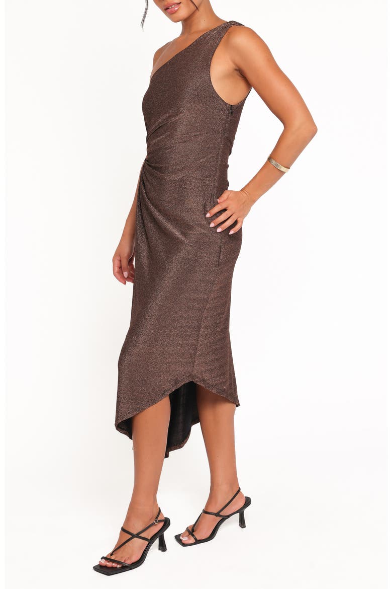 Emma Metallic One Shoulder Dress, Alternate, color, VINTAGE GOLD