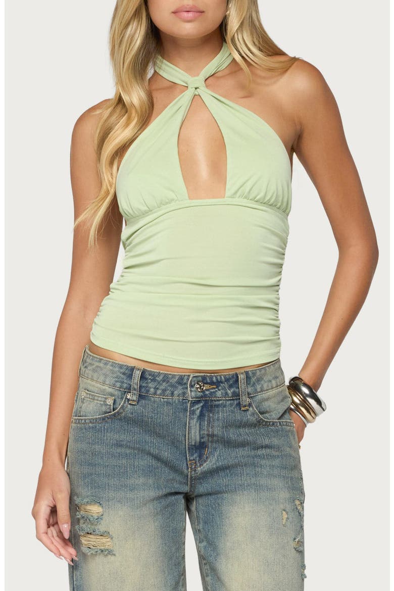 Surrey Knotted Cutout Halter Top, Main, color, SAGE