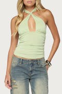 EDIKTED Surrey Knotted Cutout Halter Top