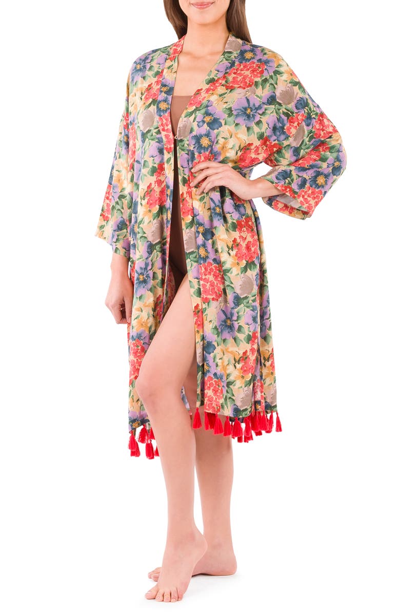 Patricia Nash Floral Tassel Trim Short Ruana, Alternate, color, 
