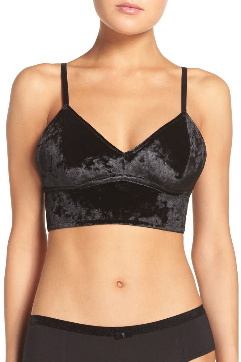 Crushed Velvet Bralette, Main, color, BLACK