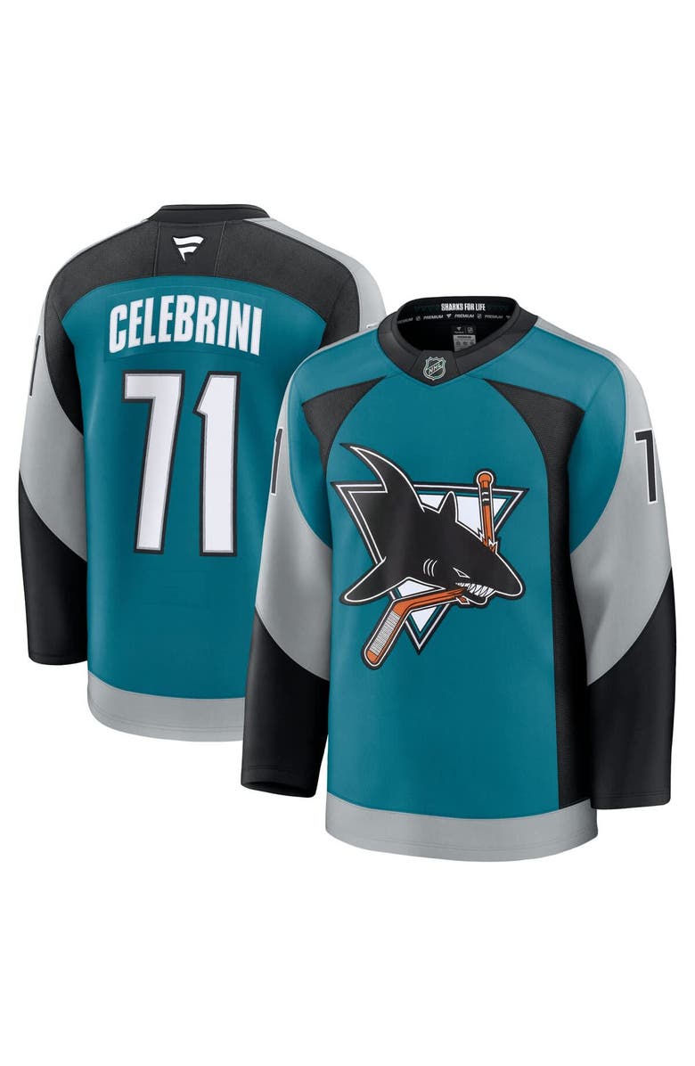 FANATICS Men's Fanatics Macklin Celebrini Teal San Jose Sharks Alternate Premium Player Jersey, Main, color, Teal