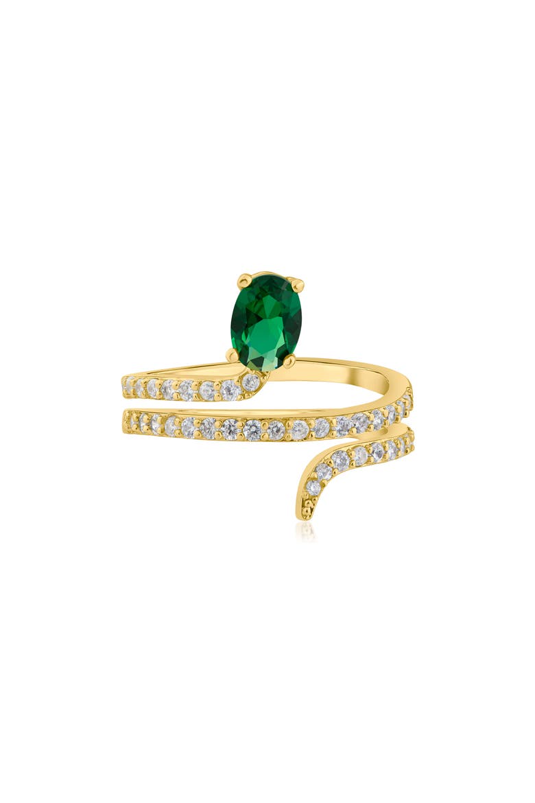 Serpent Cubic Zirconia Ring, Main, color, GREEN/ GOLD