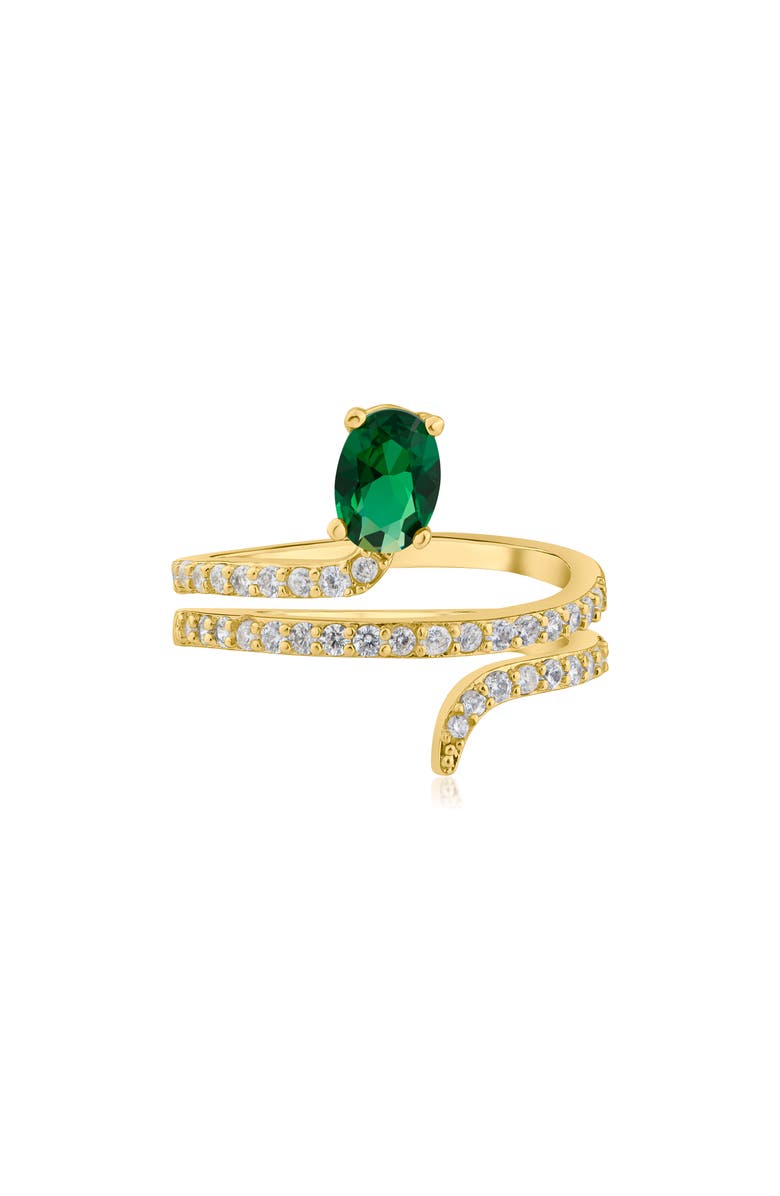 CZ by Kenneth Jay Lane Serpent Cubic Zirconia Ring, Main, color, Green/ Gold