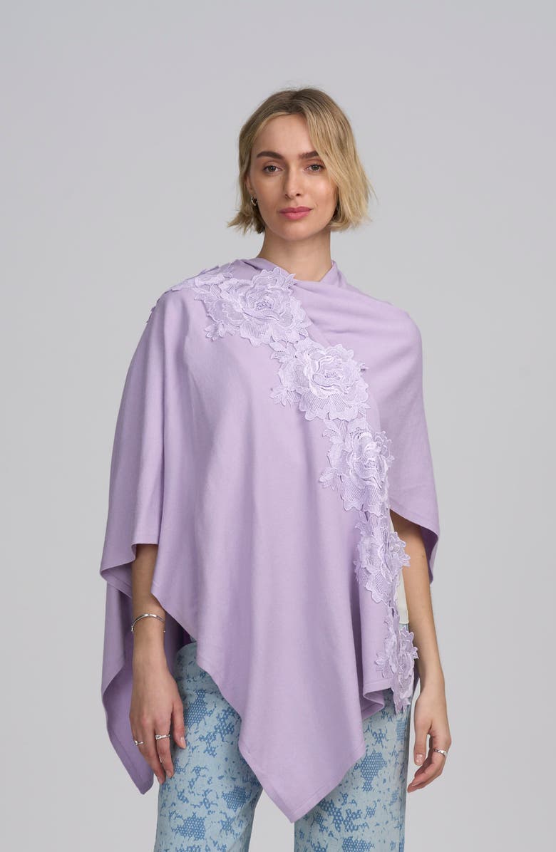 ELLE Collection Fine Gauge Draped Cardigan With Lace Applique, Main, color, 