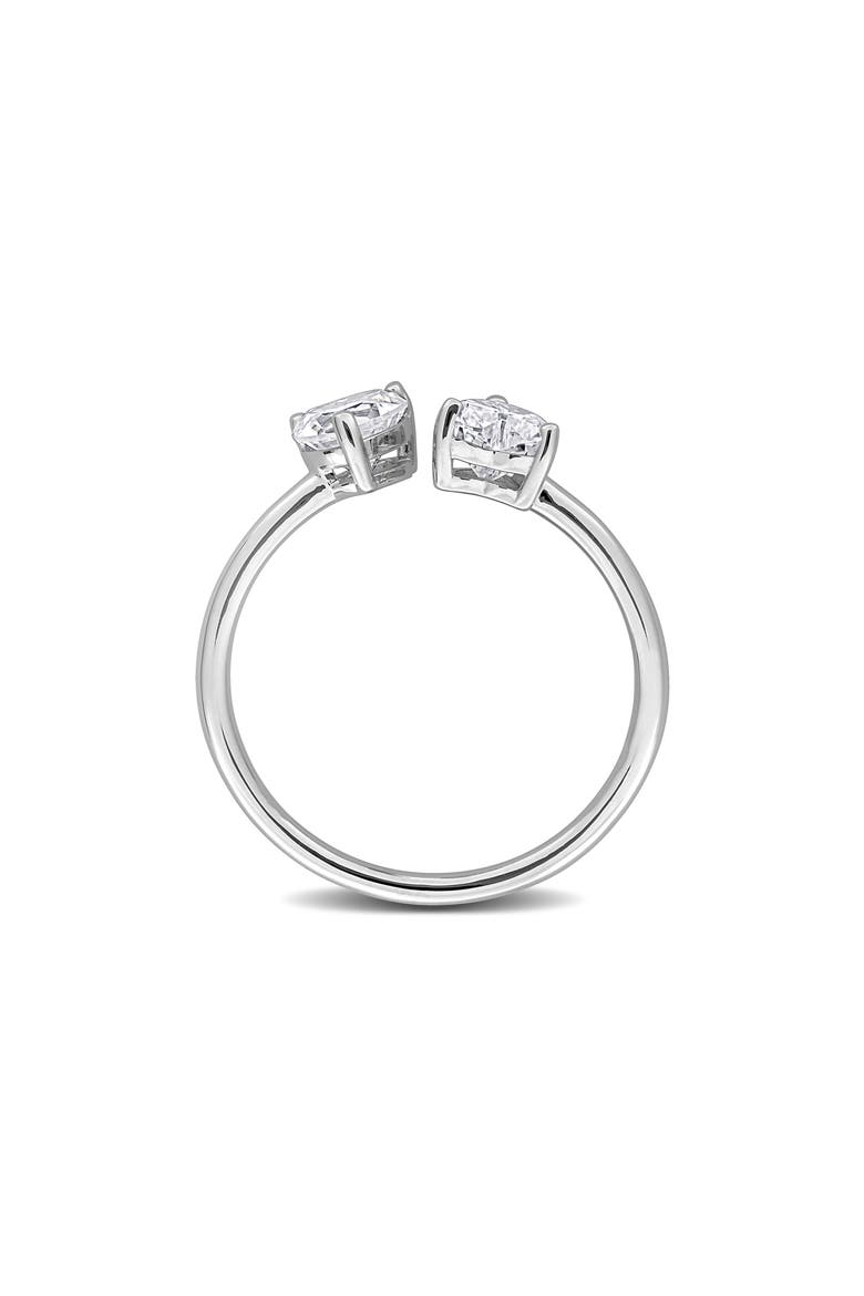Moissanite Dual Heart Ring, Alternate, color, WHITE