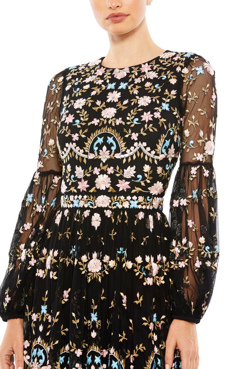 Mac Duggal Embroidered Floral Long Sleeve Gown, Alternate, color,