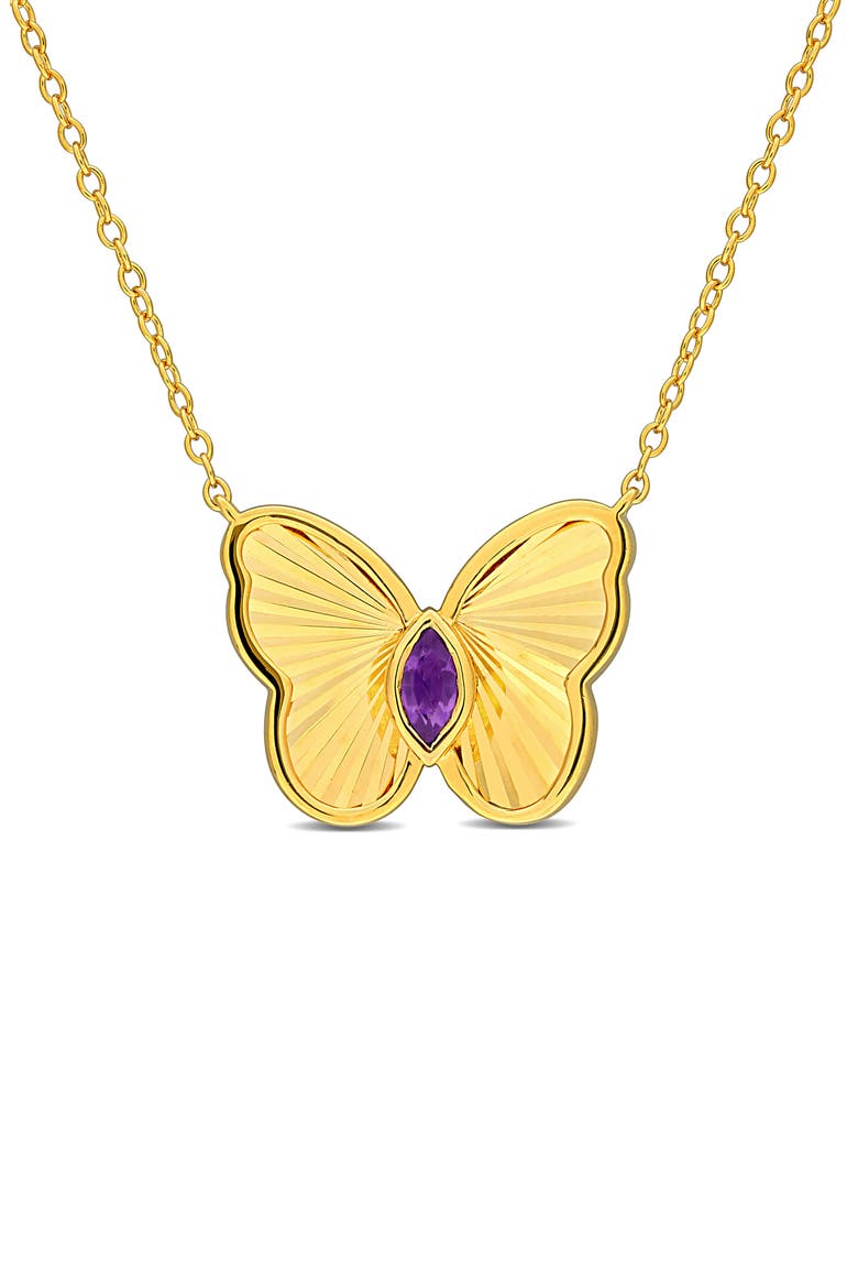 Butterfly Pendant Necklace, Main, color, PURPLE/ GOLD