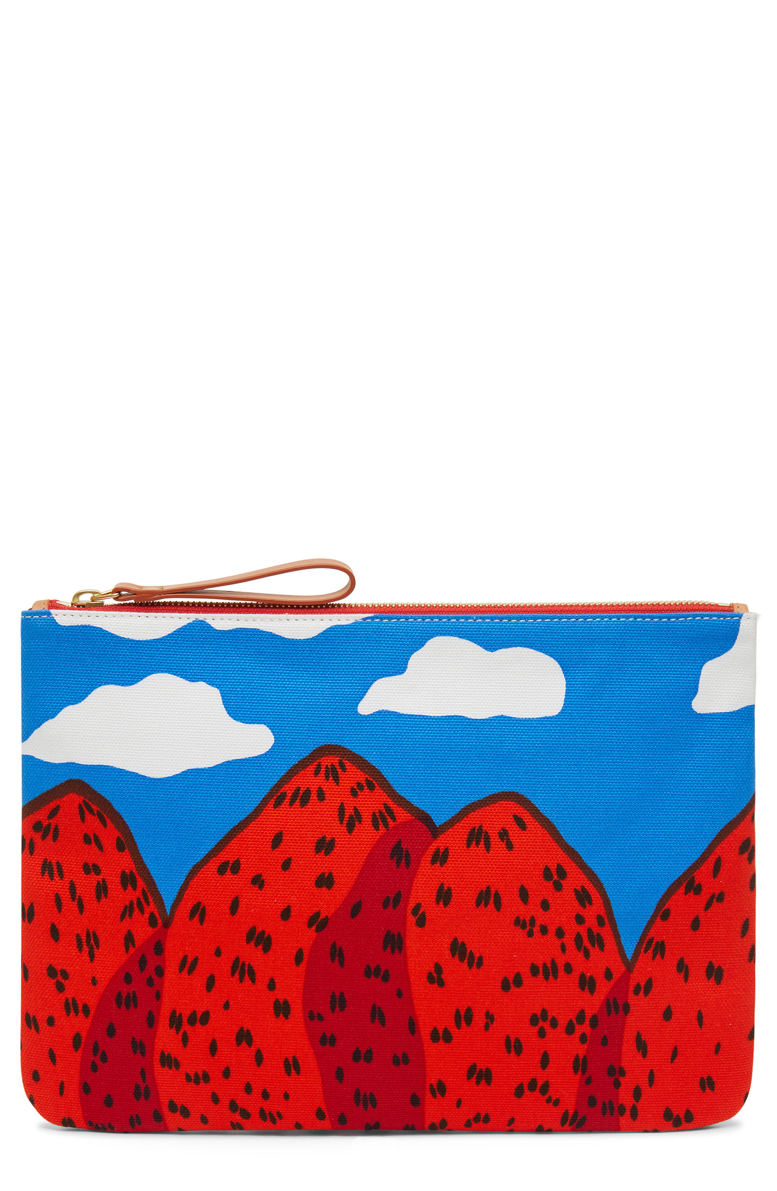Mansur Gavriel x Marimekko Mansikkavuoret Print Canvas Pouch, Main, color, 