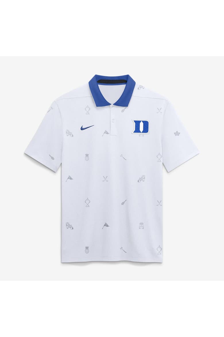 Men's Nike White Duke Blue Devils Vapor Pattern Dri-FIT Polo, Main, color, White