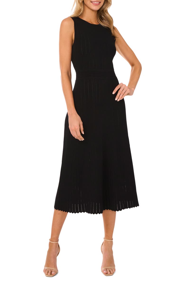 Ted Baker Pointelle Sleeveless Sweater Dress, Alternate, color, Rich Black