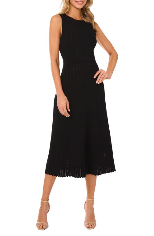 Ted Baker Sleeveless Round Neck Midi Dress With Pointelle And Rib