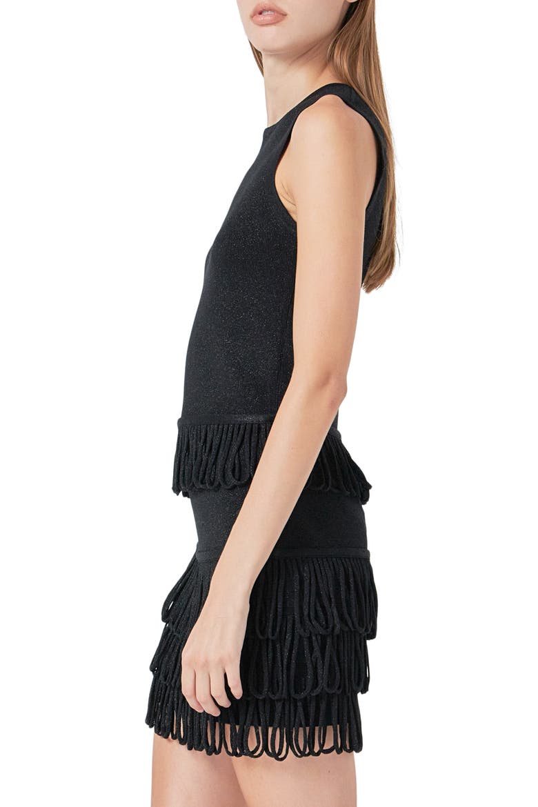 Metallic Knit Loop Fringe Tank, Alternate, color, BLACK