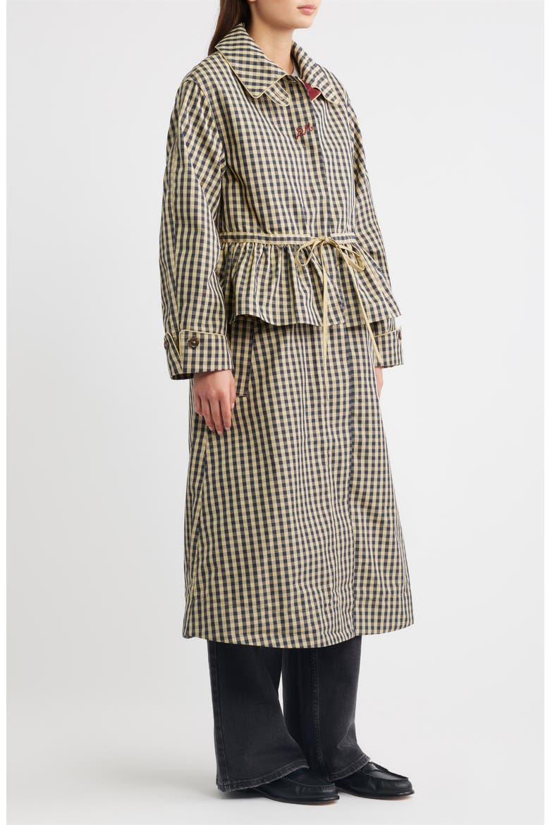 Myrtle Gingham Trench Coat, Alternate, color, NAVY