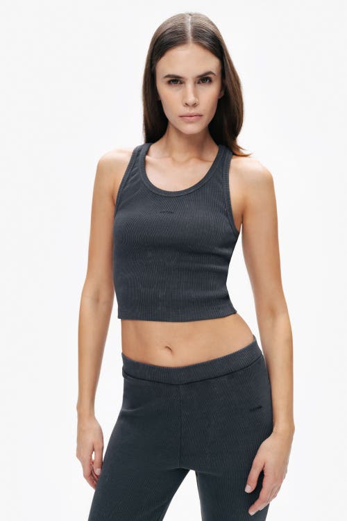 Shop Nocturne Ribbed Crop Top In Anthracite