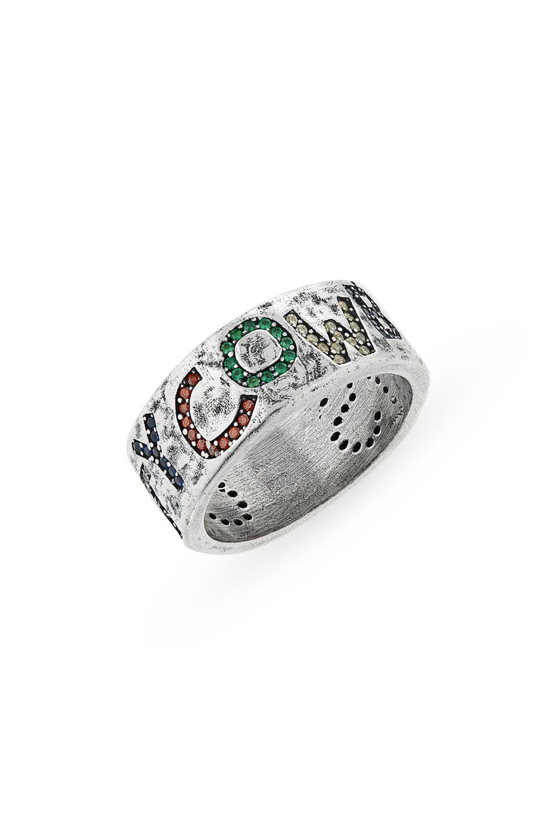 City Cowboys Multicolor Stone Band Ring, Main, color, SILVER