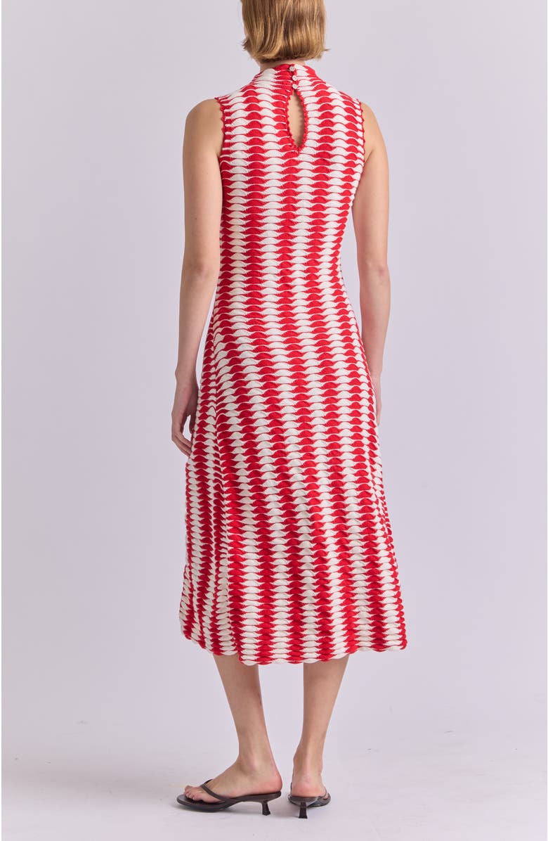 De Loreta Montebello Slip-on Mock Neck Cotton Blend Dress, Alternate, color, Red/White