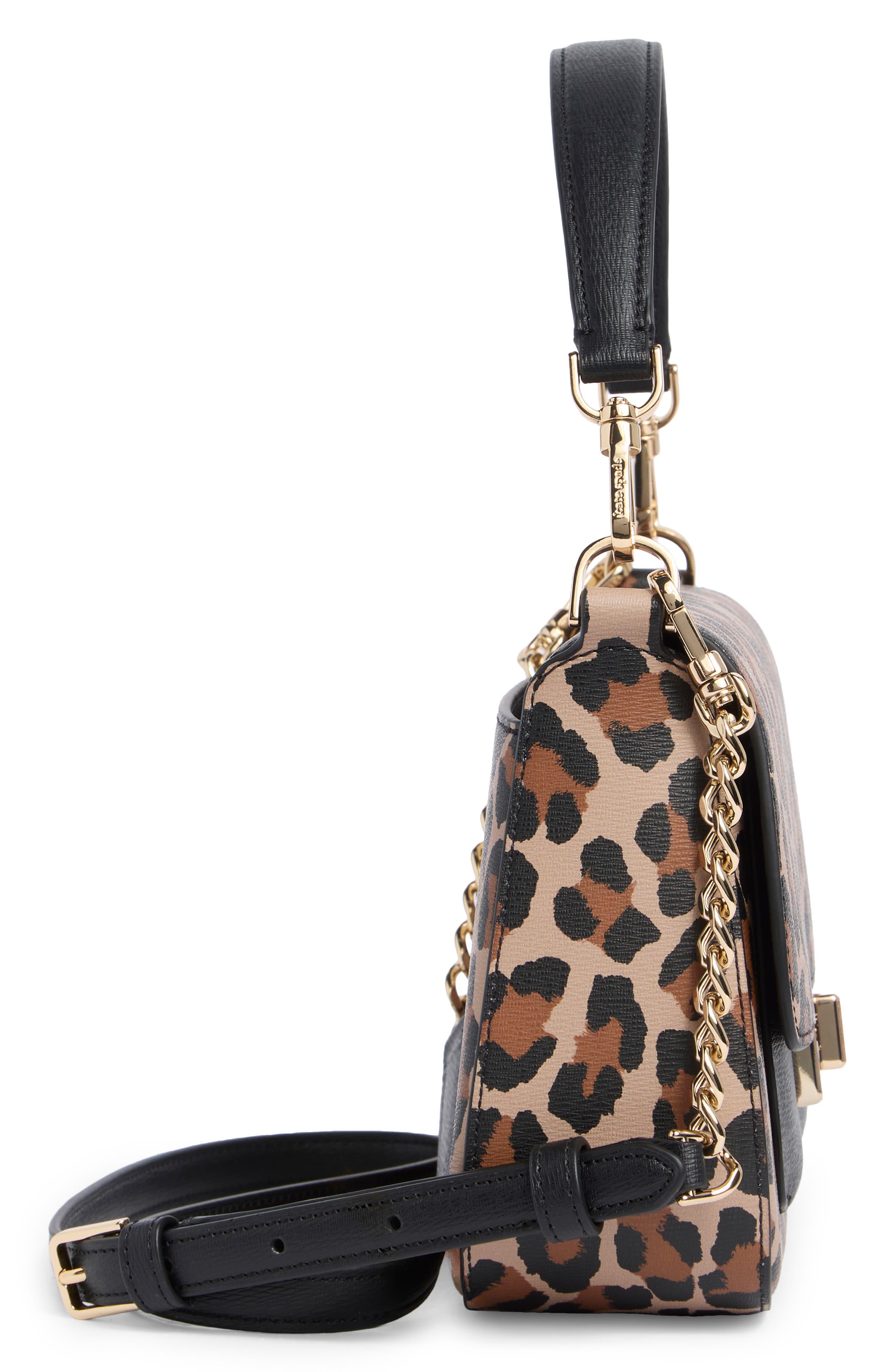 phoebe leopard print shoulder bag, Alternate, color, BROWN MULTI