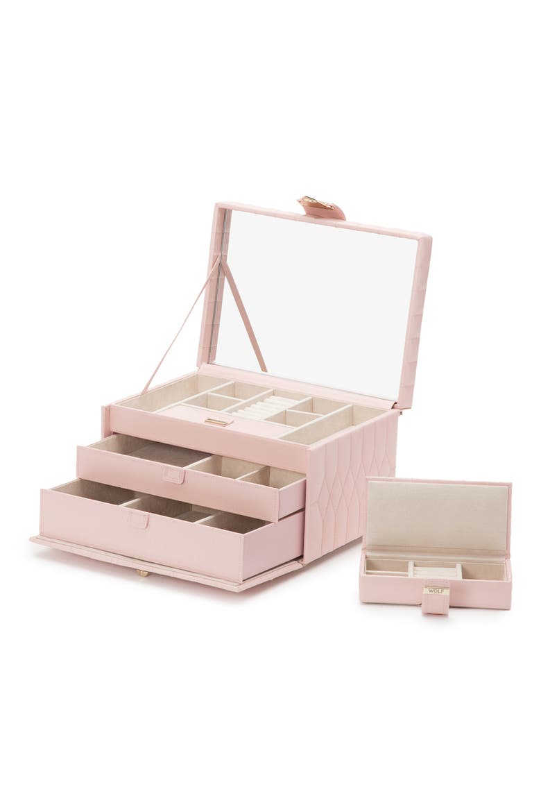 Caroline Medium Jewelry Case, Alternate, color, ROSE QUARTZ