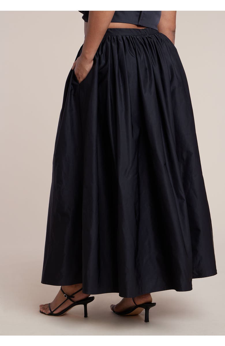 ELOQUII Taffeta Full Maxi Skirt, Alternate, color, Black Onyx