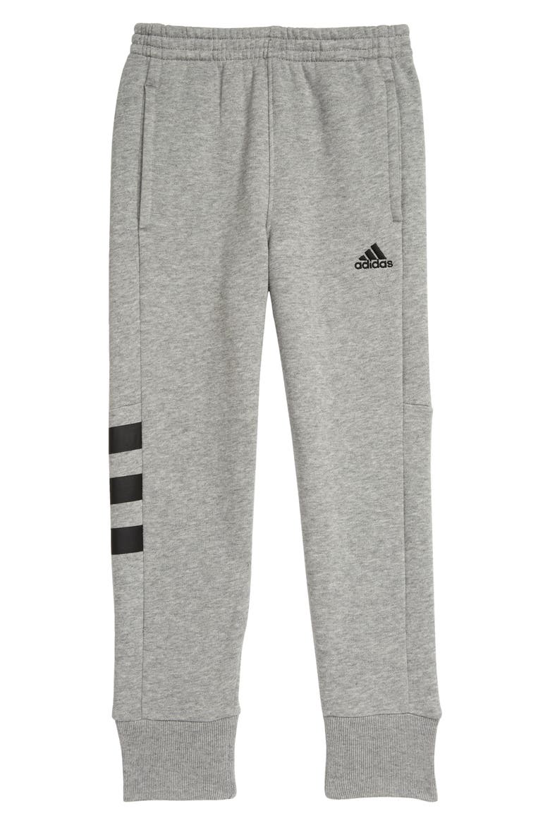 Kids' BOS 3-Stripes Joggers, Main, color, MED GREY