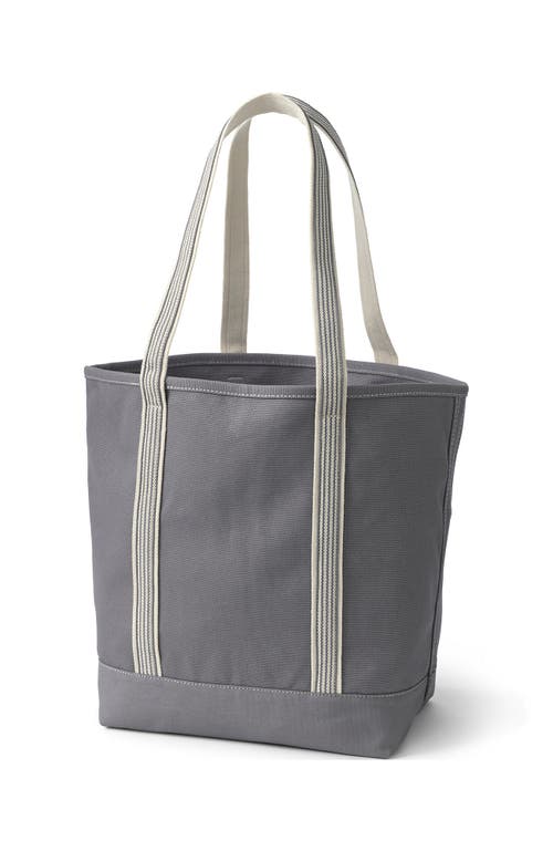 Lands' End Open Top Long Handle Canvas Tote Bag In Silver Graphite