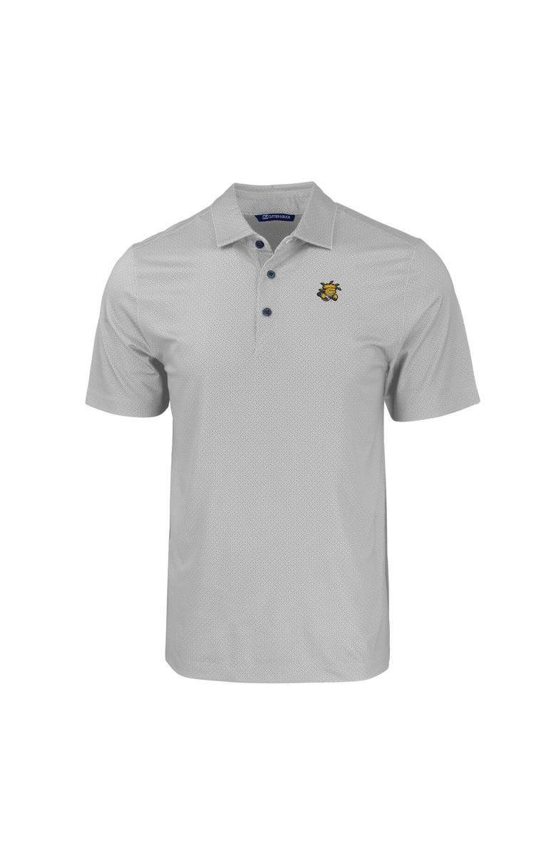 Cutter & Buck Men's Cutter & Buck Gray Wichita State Shockers Pike Eco Tonal Geo Print Stretch Recycled Polo, Alternate, color, 
