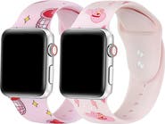 Posh Tech Set of 2 Printed Silicone Apple Watch® Watchbands